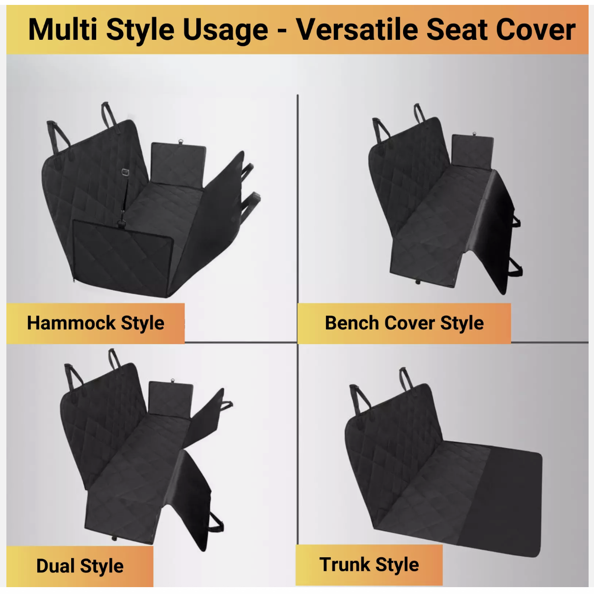 Premium Pet Car Cat Dog Back Seat Cover NonSlip Hammock Protector Mat Waterproof