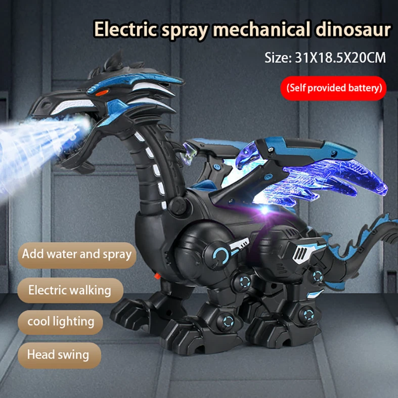 Electric Mist Spraying Robot Dragon Toy | Walking Dinosaur with Lights & Roar