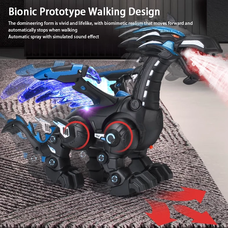 Electric Mist Spraying Robot Dragon Toy | Walking Dinosaur with Lights & Roar