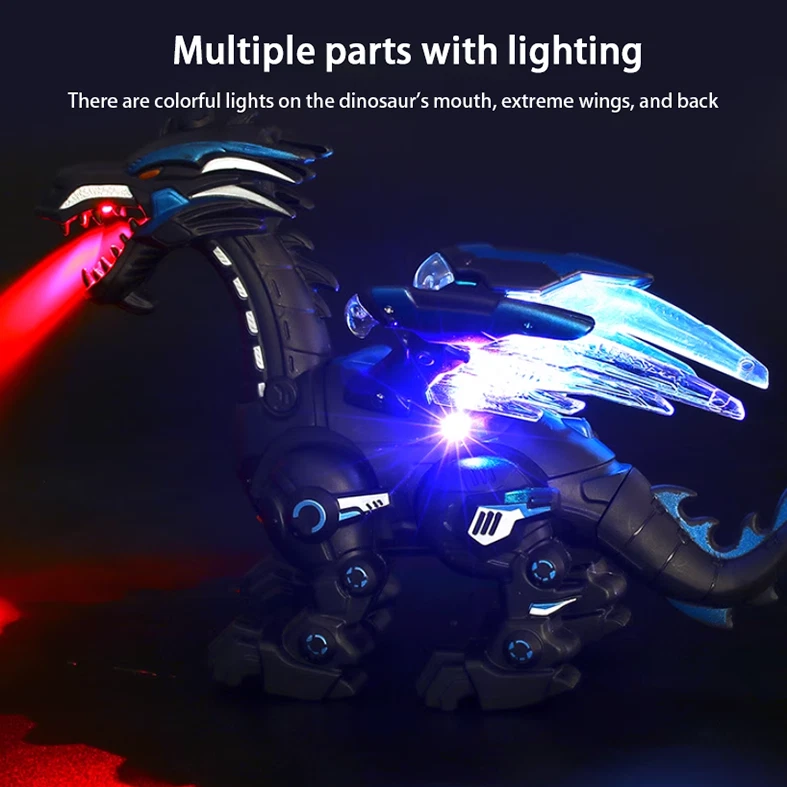 Electric Mist Spraying Robot Dragon Toy | Walking Dinosaur with Lights & Roar