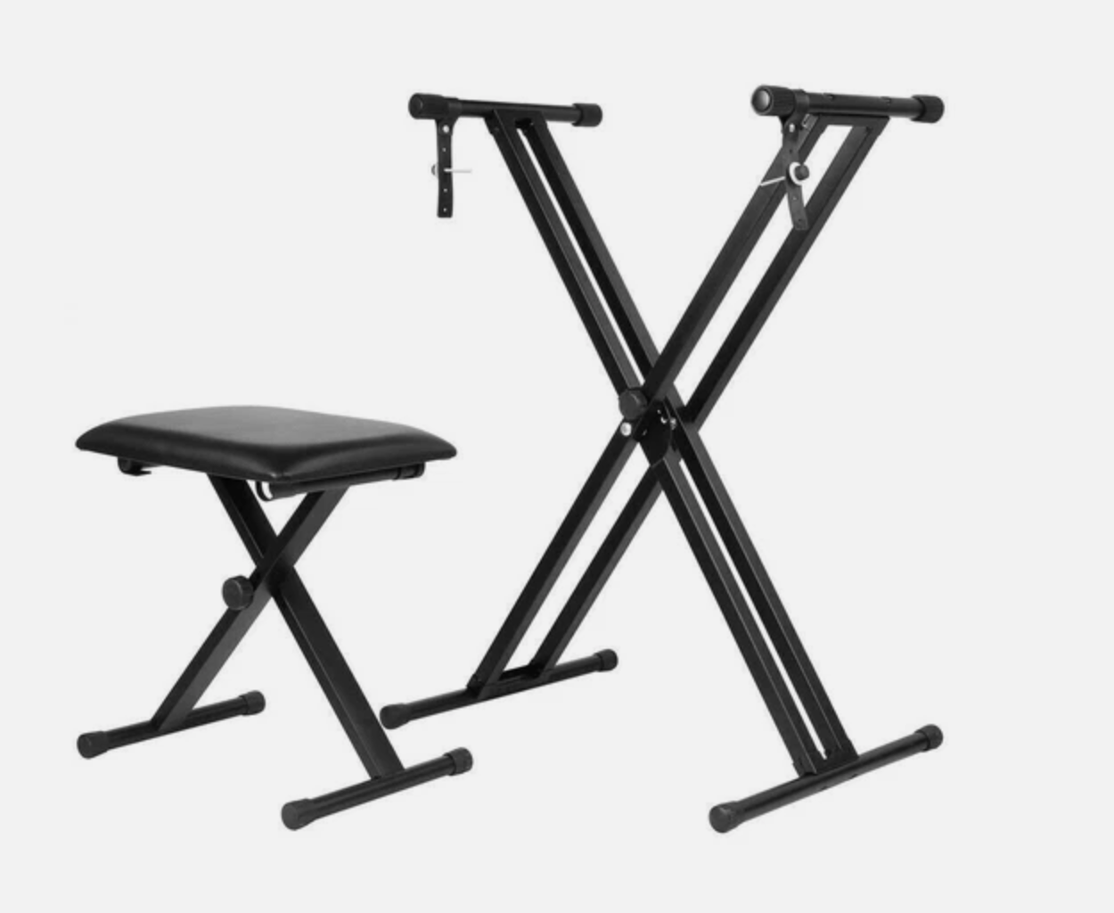 Adjustable Music Keyboard Stand Portable Piano Stool X-Shaped Bench Seat Set