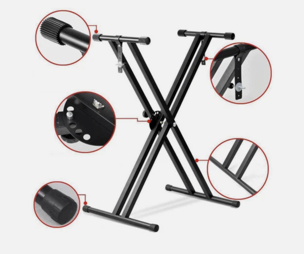 Adjustable Music Keyboard Stand Portable Piano Stool X-Shaped Bench Seat Set