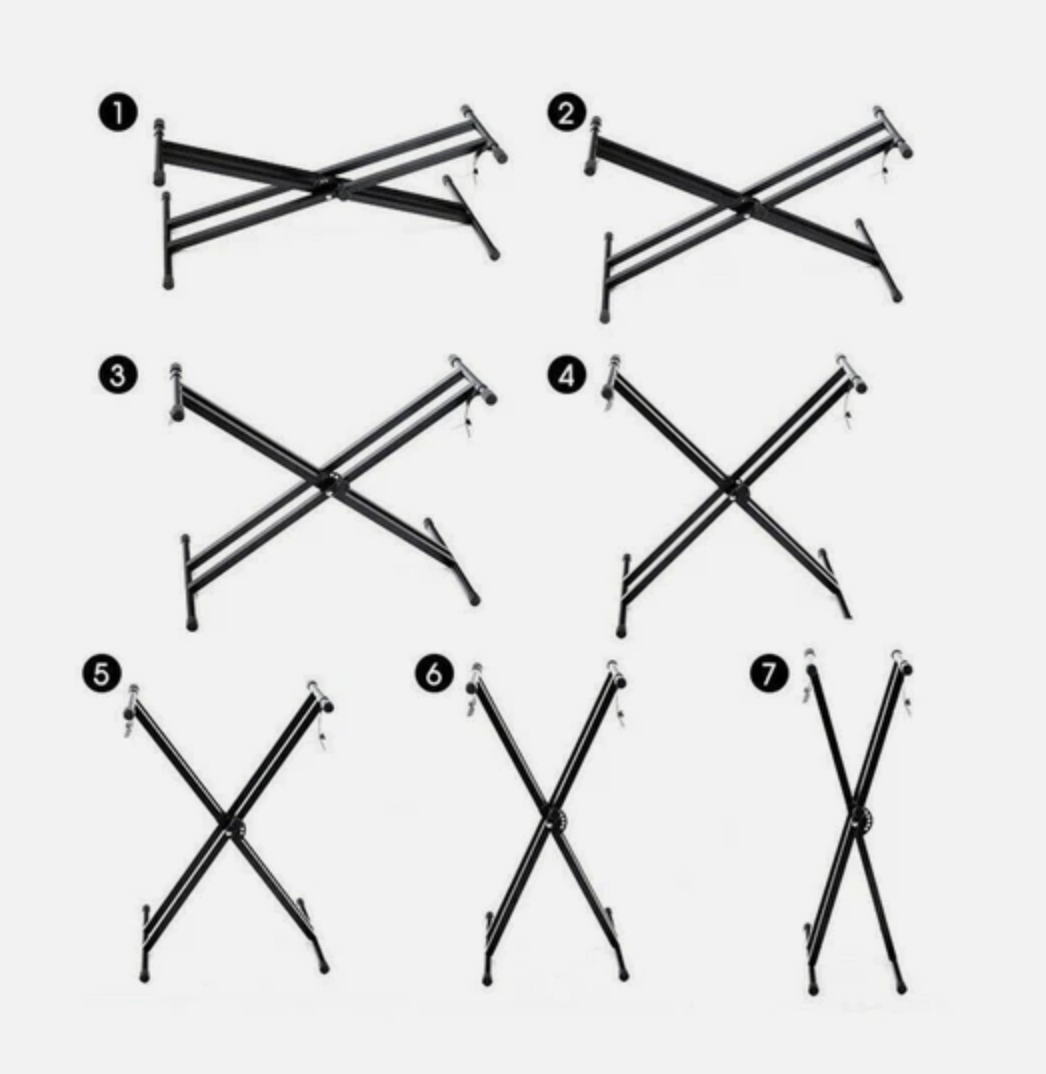 Adjustable Music Keyboard Stand Portable Piano Stool X-Shaped Bench Seat Set
