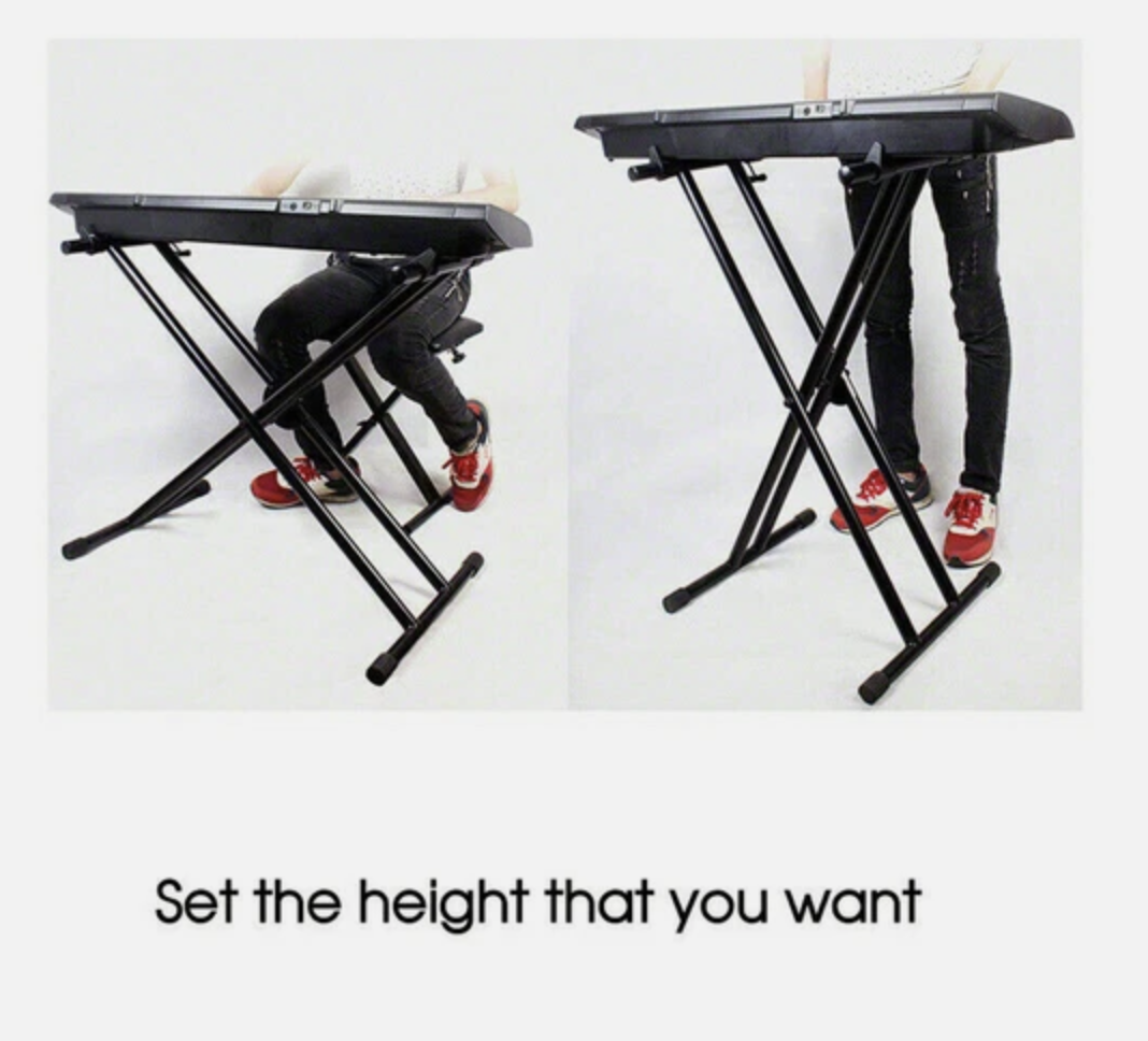 Adjustable Music Keyboard Stand Portable Piano Stool X-Shaped Bench Seat Set