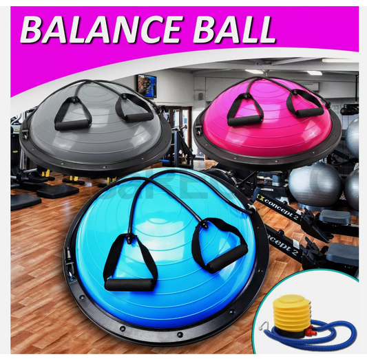 Pilates Balance Ball Gym Training Exercise Half Fitness w/ Pump & Band Yoga