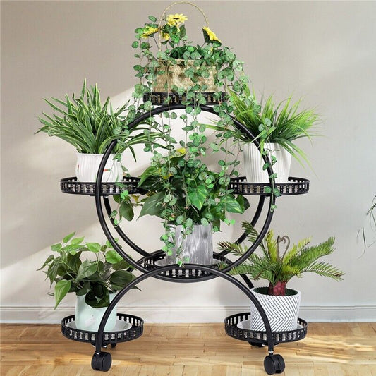 4 Layer 6 Pots Metal Plant Stand Flower Holder Rack Display Holder Shelf Garden