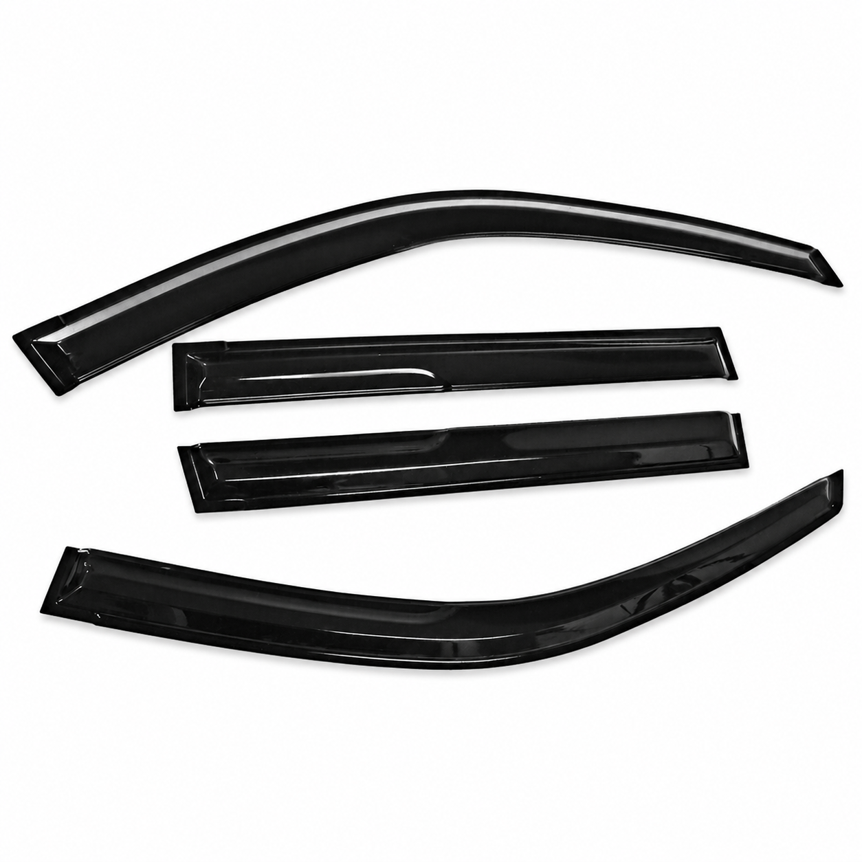 Four-piece dark smoke window weather shield set