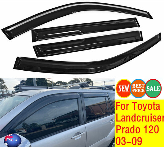 4x Weather Shields Window Visors for Toyota LandCruiser Prado 120 2003-2009