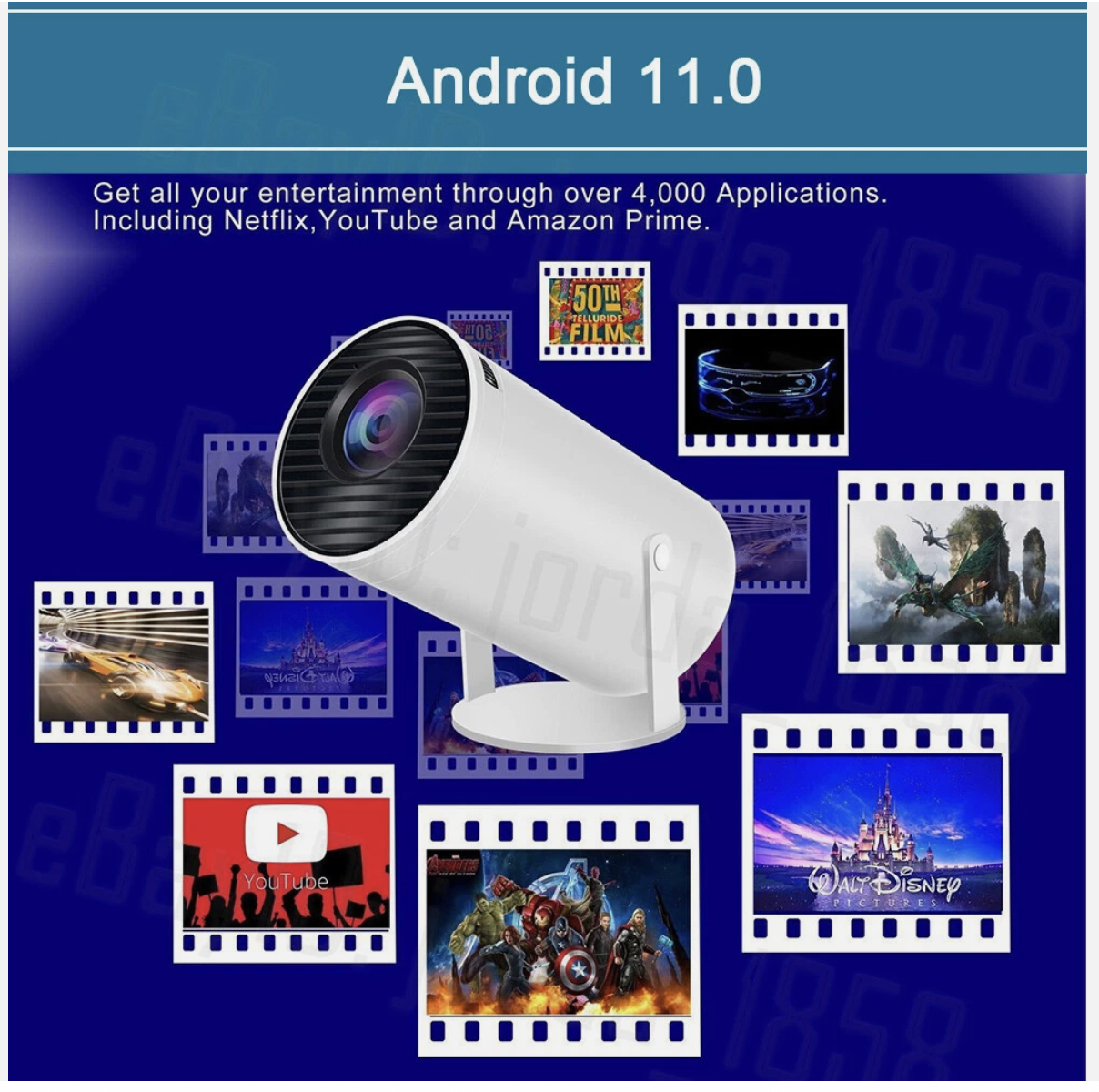 Smart Projector 5G 4K HD LED WiFi Bluetooth HDMI USB Android Office Home Theater