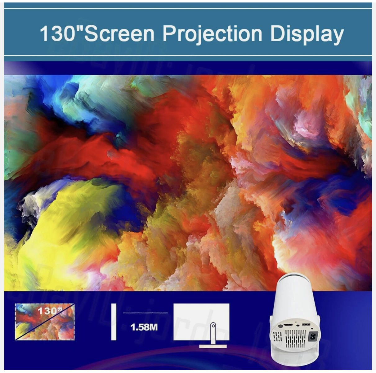 Smart Projector 5G 4K HD LED WiFi Bluetooth HDMI USB Android Office Home Theater