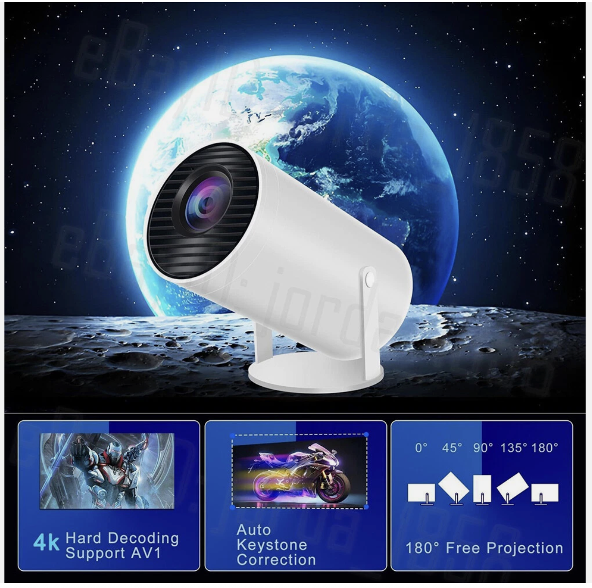 Smart Projector 5G 4K HD LED WiFi Bluetooth HDMI USB Android Office Home Theater
