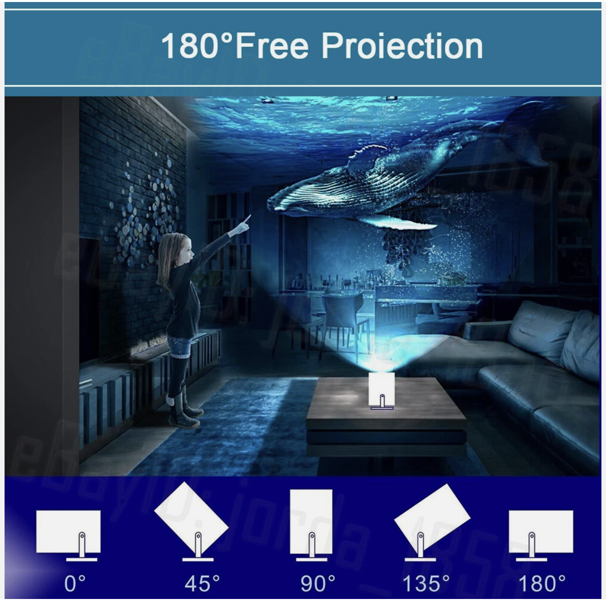 Smart Projector 5G 4K HD LED WiFi Bluetooth HDMI USB Android Office Home Theater