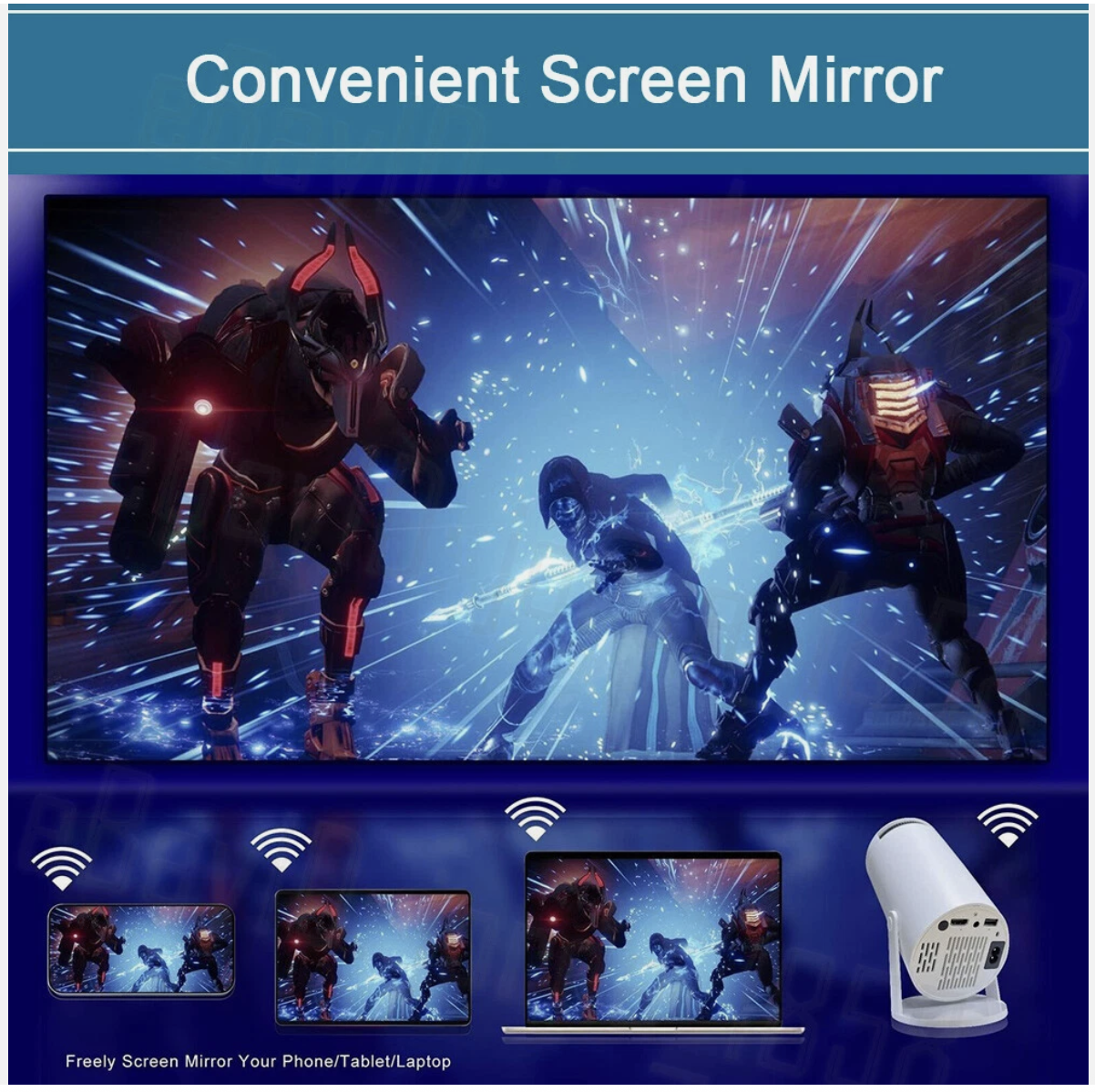 Smart Projector 5G 4K HD LED WiFi Bluetooth HDMI USB Android Office Home Theater