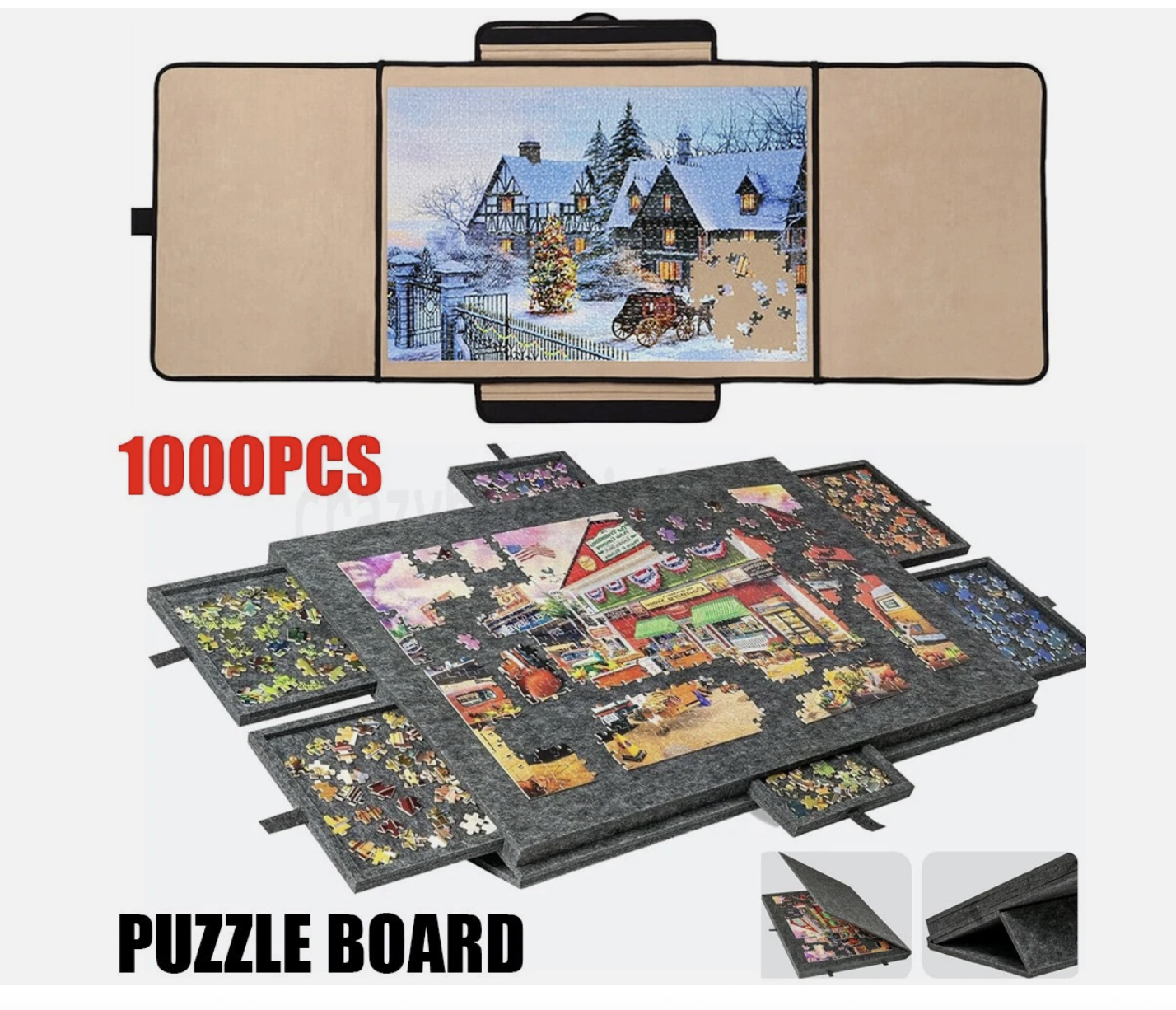 1000Pcs jigsaw Puzzle Board Portable Felt Puzzle Plateau 6 Drawers Puz ...