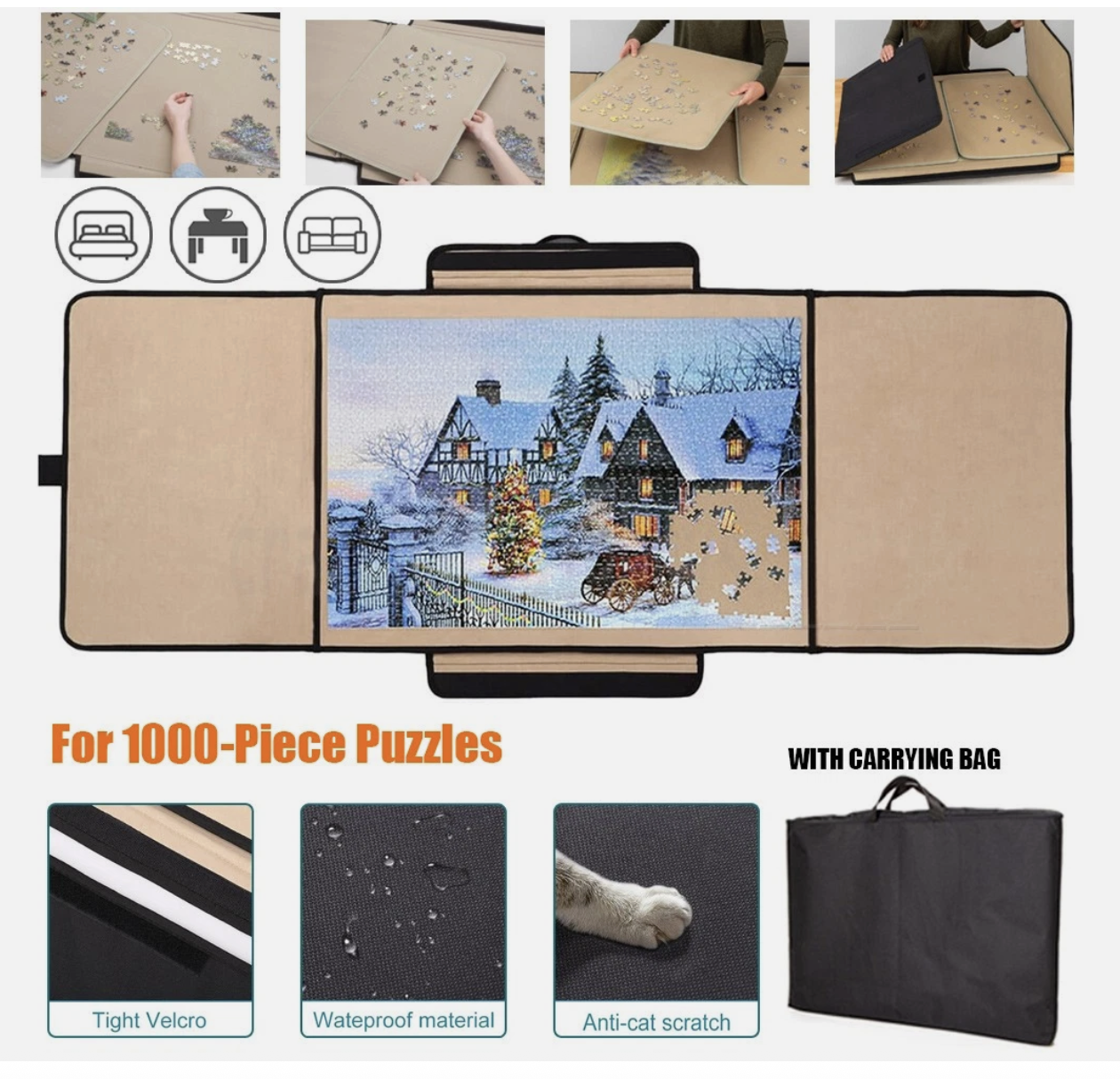 1000Pcs jigsaw Puzzle Board Portable Felt Puzzle Plateau 6 Drawers Puzzle Table