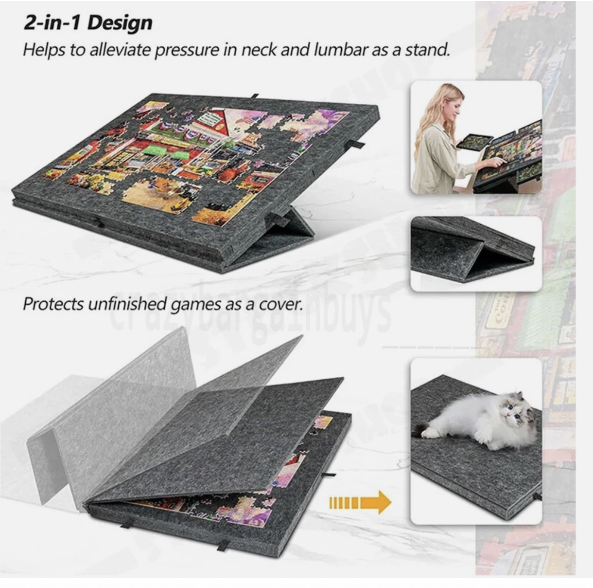 1000Pcs jigsaw Puzzle Board Portable Felt Puzzle Plateau 6 Drawers Puzzle Table
