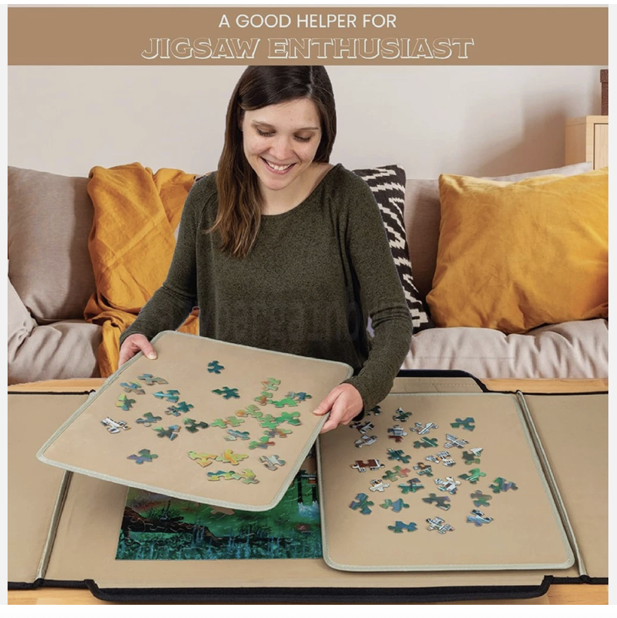 1000Pcs jigsaw Puzzle Board Portable Felt Puzzle Plateau 6 Drawers Puzzle Table