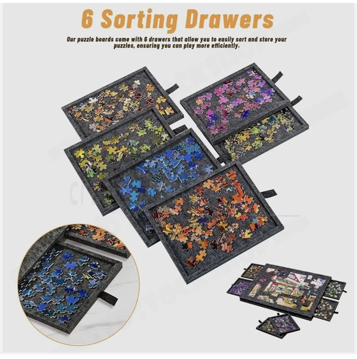 1000Pcs jigsaw Puzzle Board Portable Felt Puzzle Plateau 6 Drawers Puzzle Table