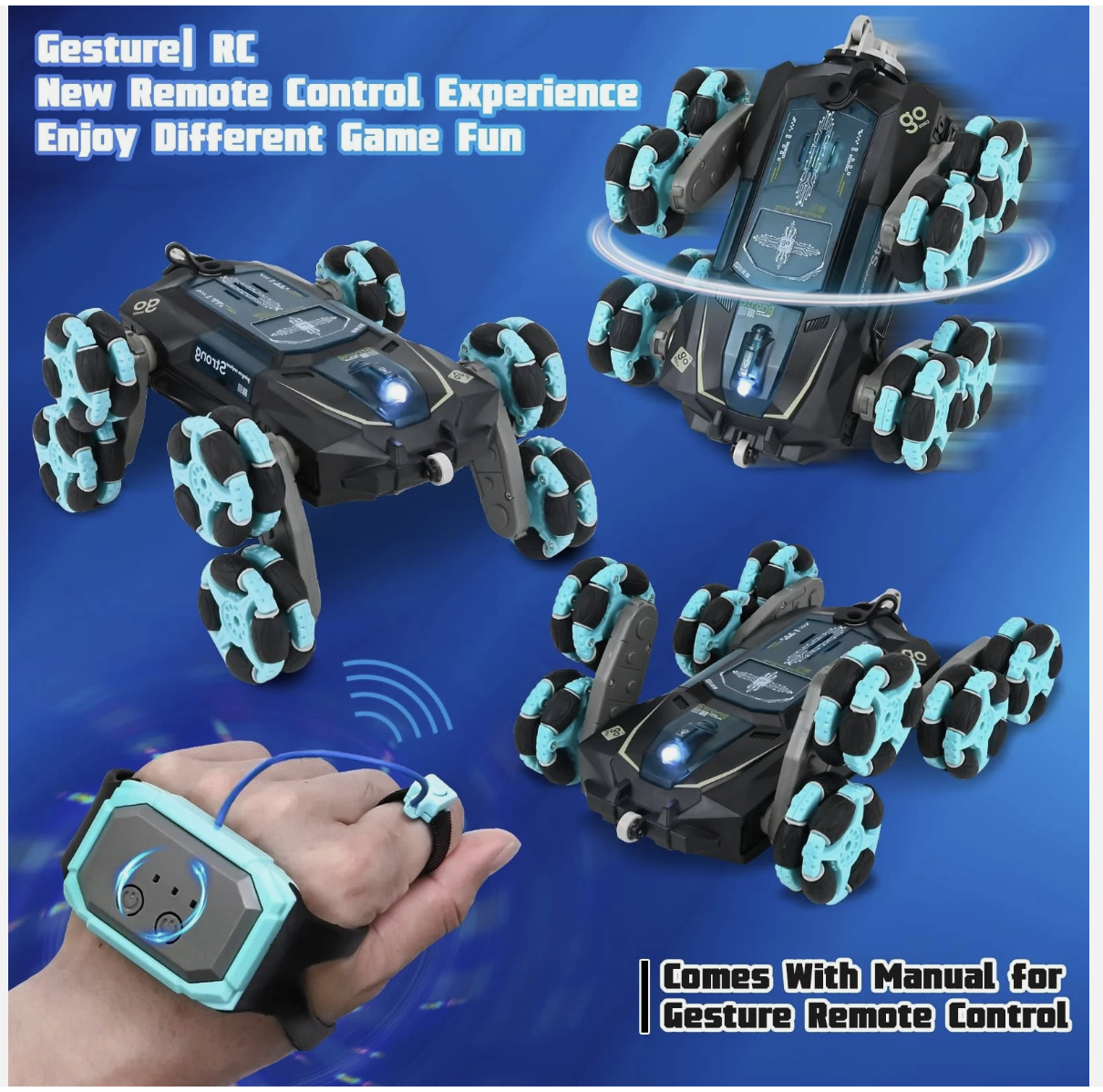 Remote Control Car 8WD RC Stunt Car 2.4Ghz Interference-Free with LED & Music