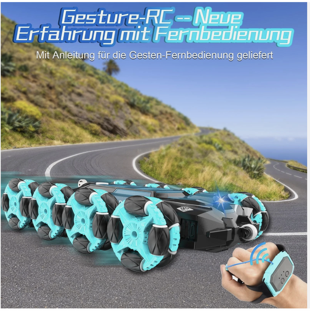 Remote Control Car 8WD RC Stunt Car 2.4Ghz Interference-Free with LED & Music