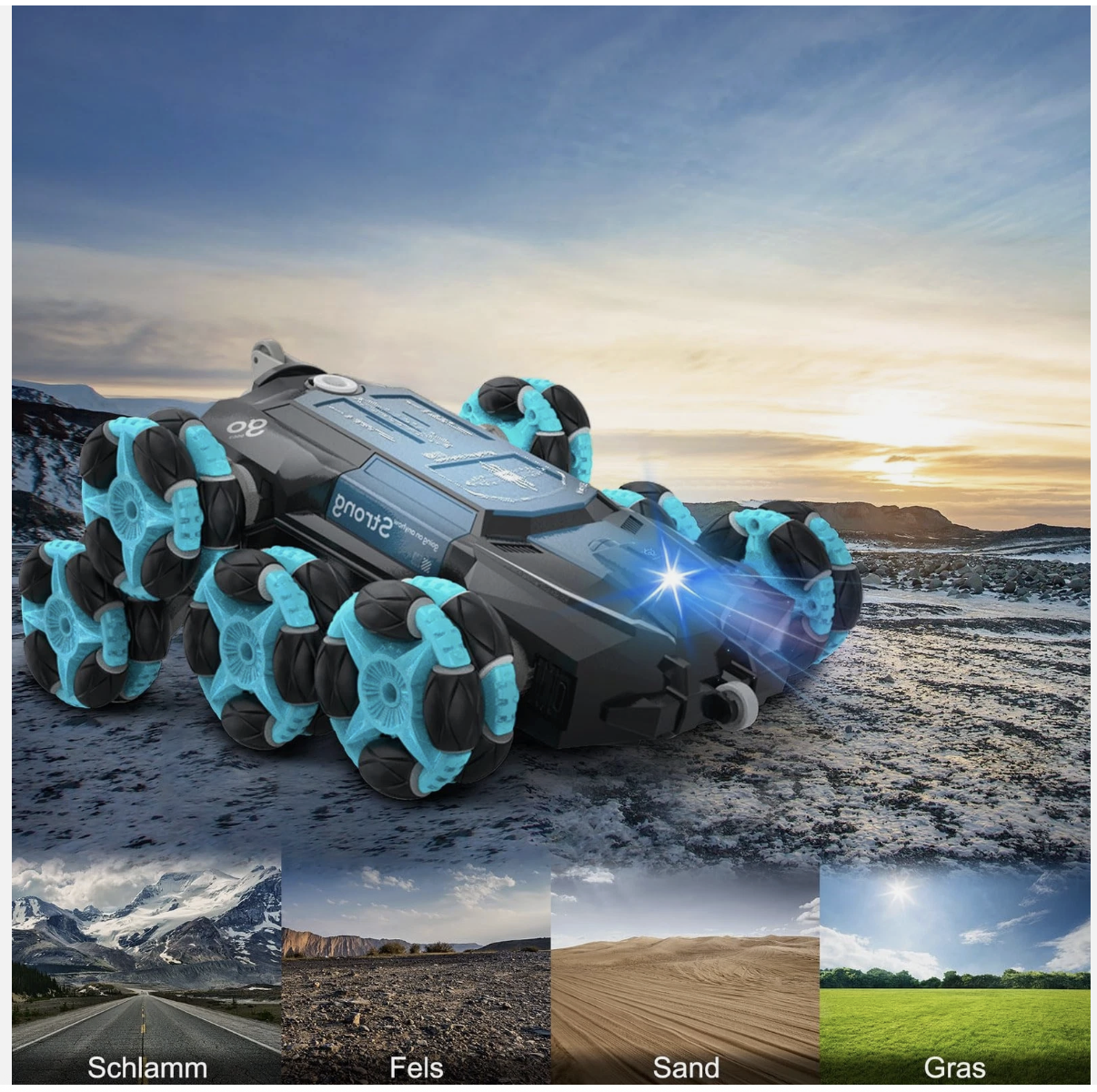 Remote Control Car 8WD RC Stunt Car 2.4Ghz Interference-Free with LED & Music