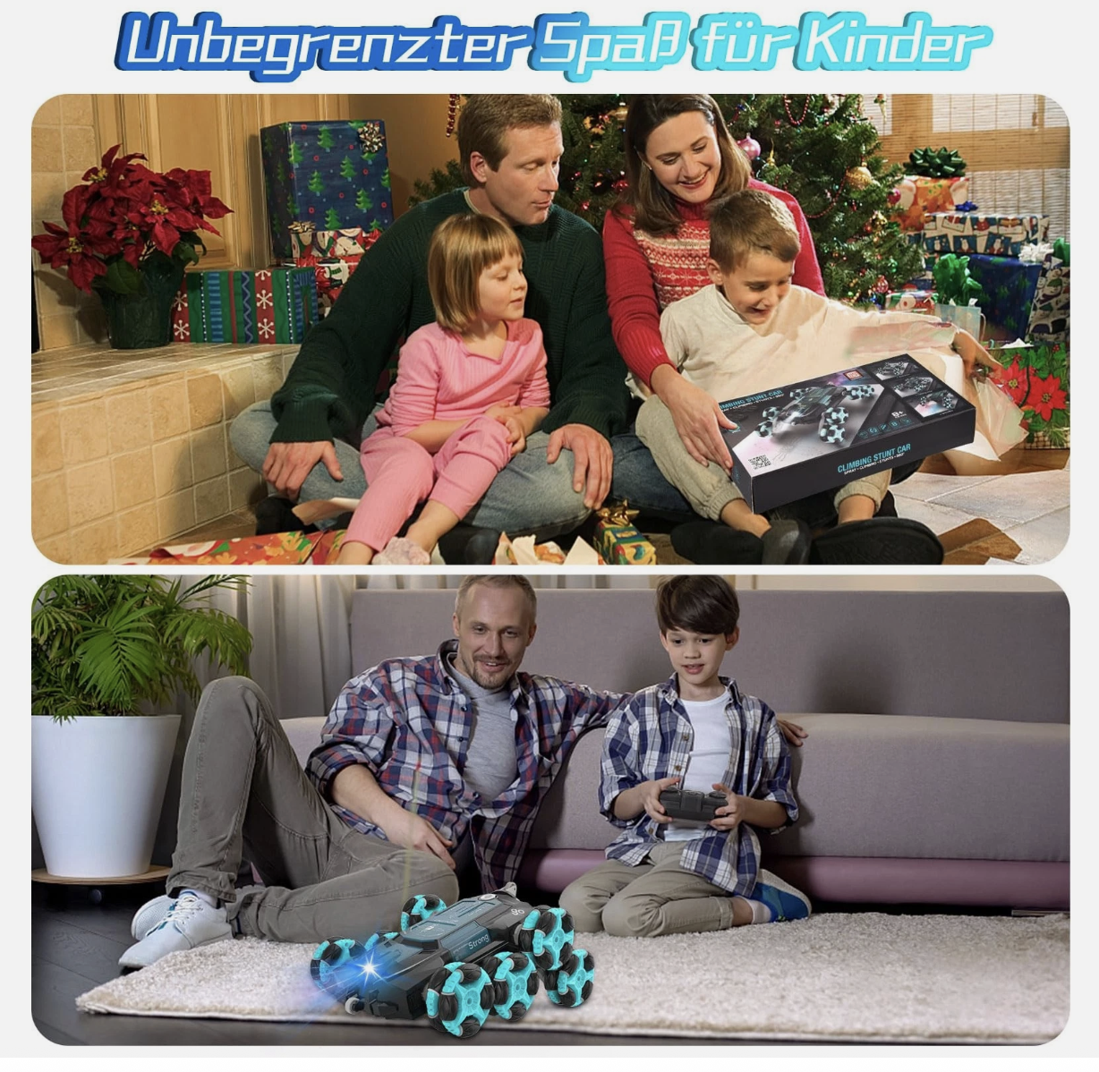 Remote Control Car 8WD RC Stunt Car 2.4Ghz Interference-Free with LED & Music