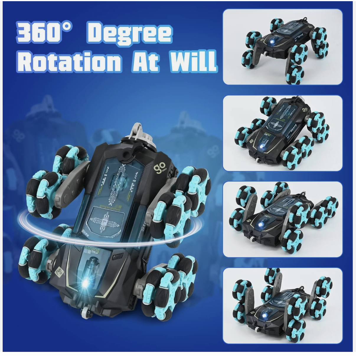 Remote Control Car 8WD RC Stunt Car 2.4Ghz Interference-Free with LED & Music