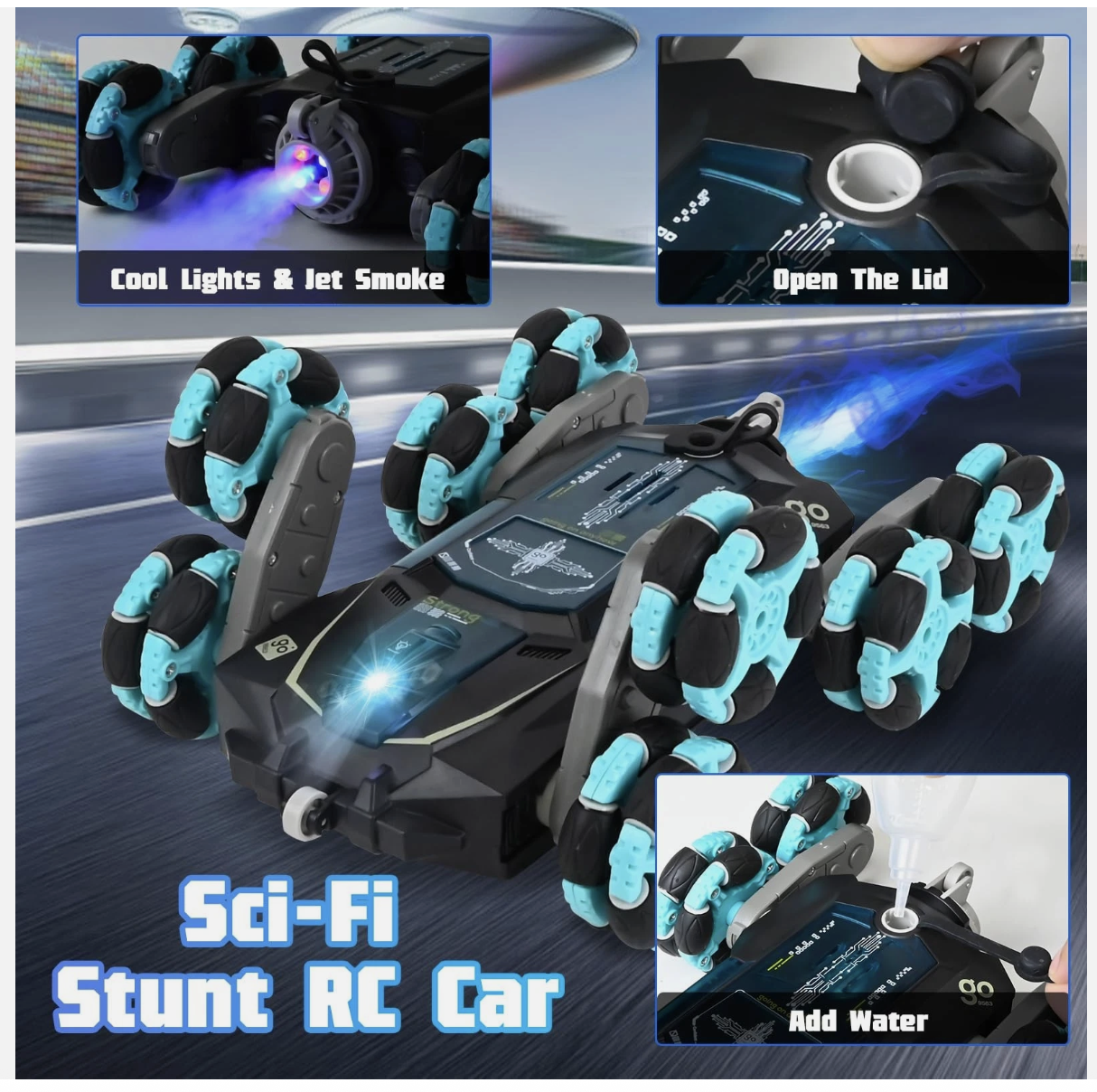 Remote Control Car 8WD RC Stunt Car 2.4Ghz Interference-Free with LED & Music