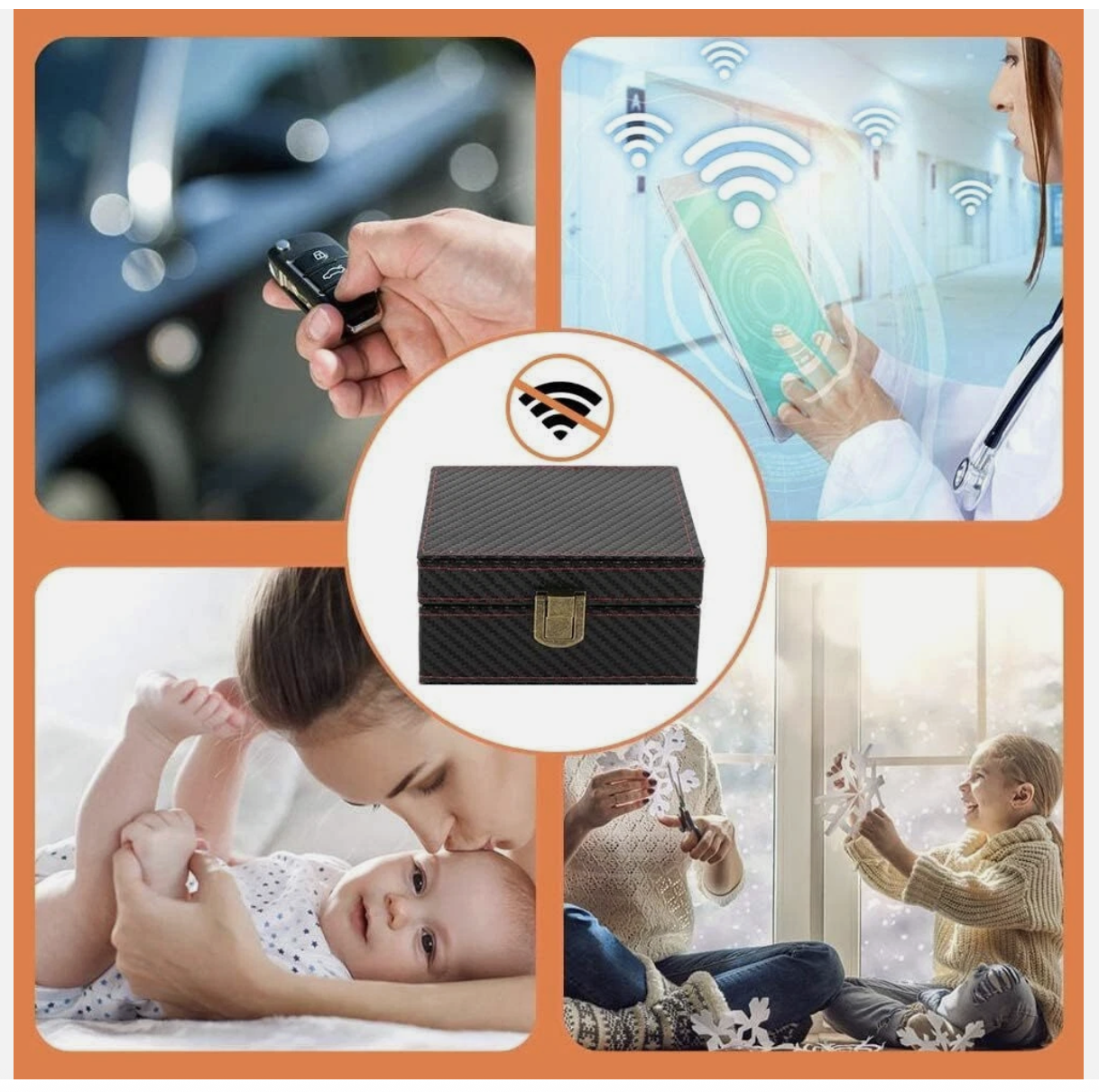 Signal Blocker Box + 2x Bag Car Key Fob RFID Security Anti Theft Faraday Keyless