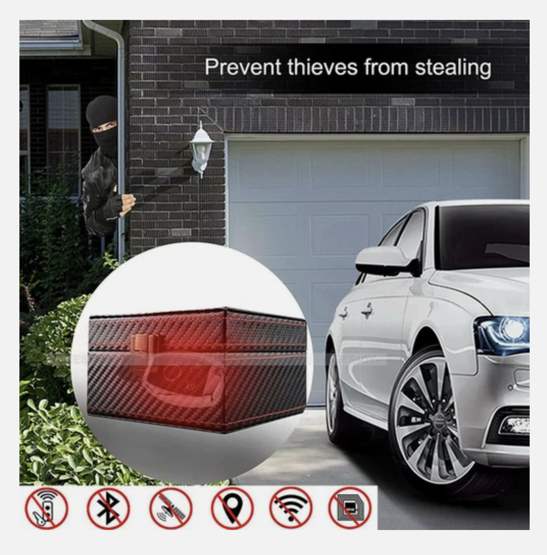 Signal Blocker Box + 2x Bag Car Key Fob RFID Security Anti Theft Faraday Keyless