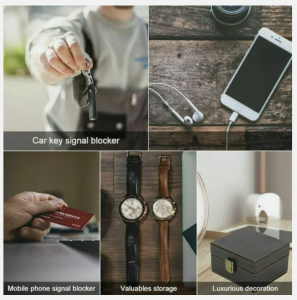 Signal Blocker Box + 2x Bag Car Key Fob RFID Security Anti Theft Faraday Keyless