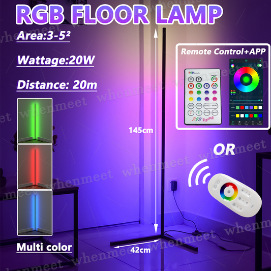 RGB LED Floor Corner Lamp Light Stand Streaming Room Gaming Room Decoration