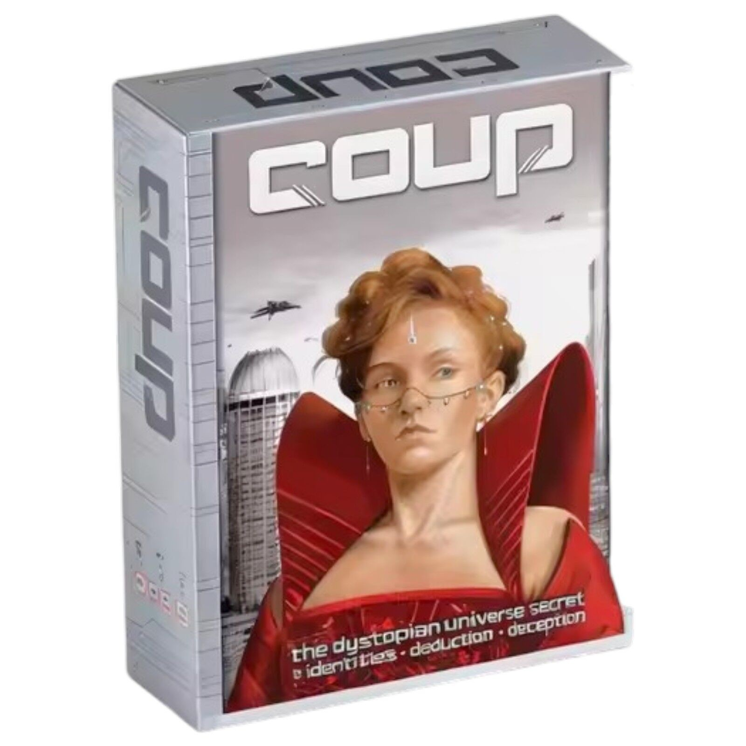 Coup strategy card game retail box on a white background