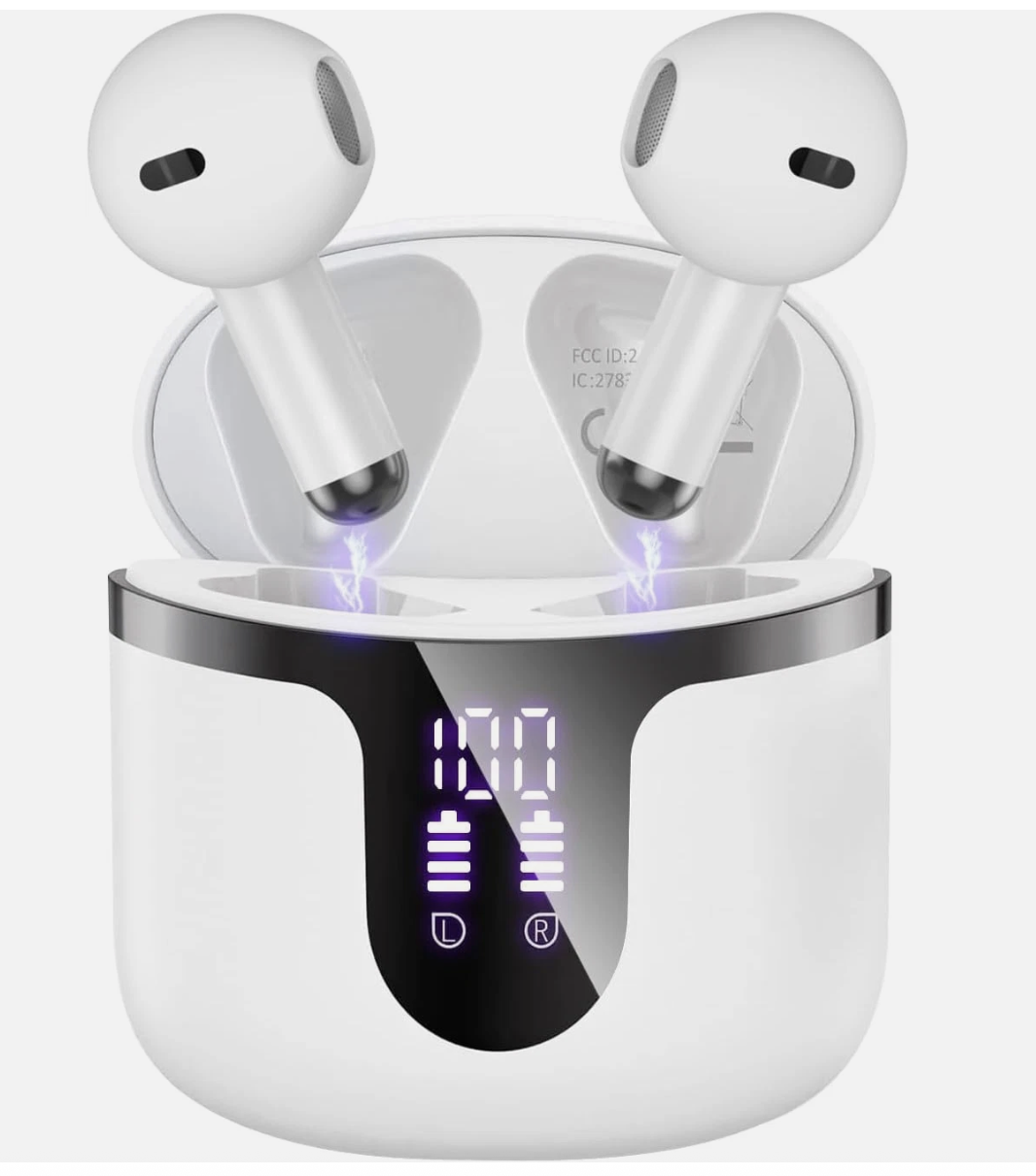 Wireless Earbuds Bluetooth 5.3 LED Display Headphones with ENC Mic,40H Bluetooth