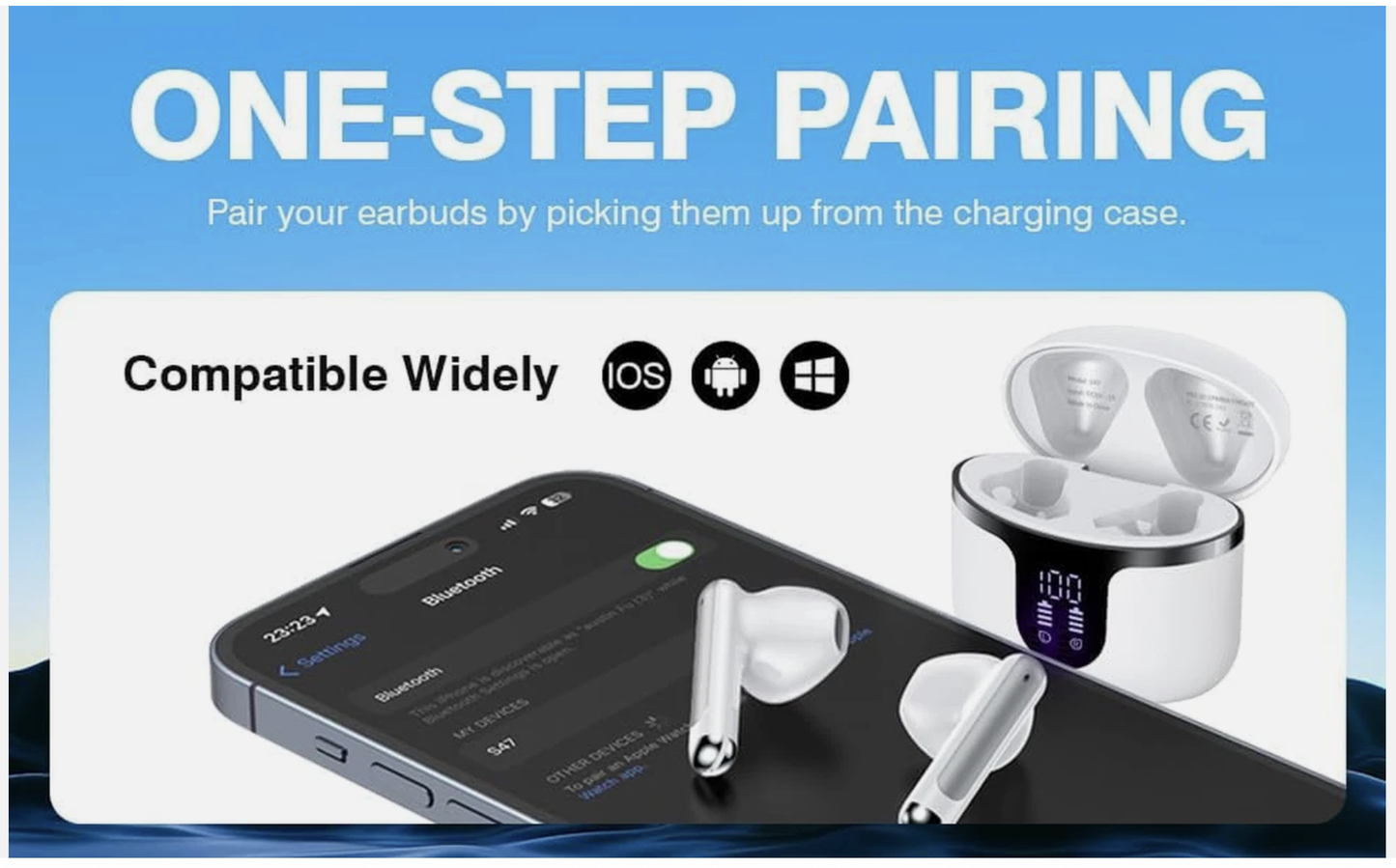 Wireless Earbuds Bluetooth 5.3 LED Display Headphones with ENC Mic,40H Bluetooth