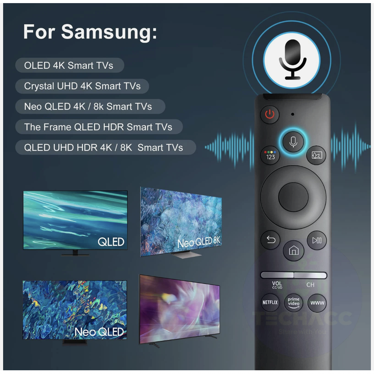 Universal Replacement Voice Remote For All Samsung Smart TV With Voice Function