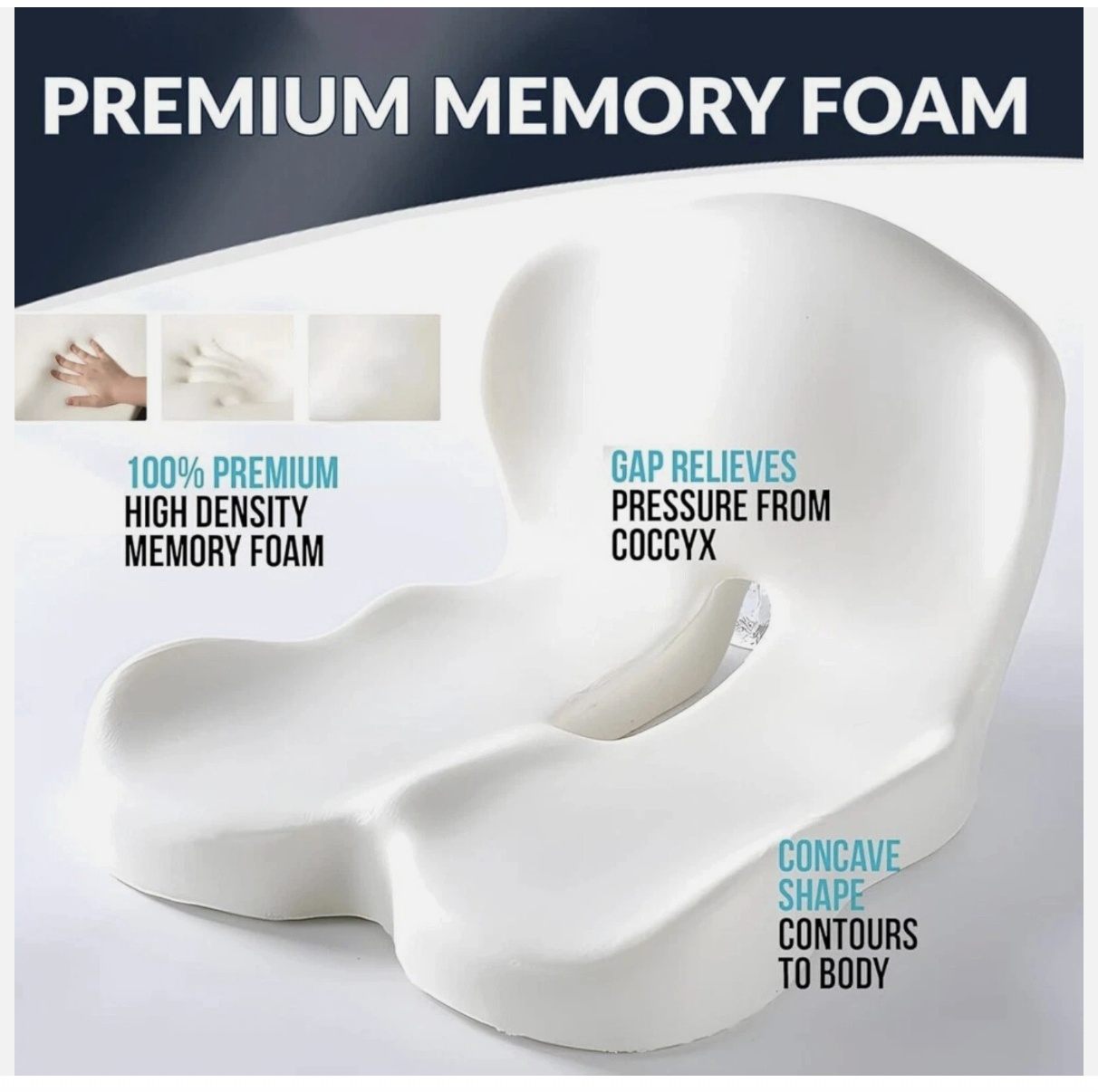 Memory Foam Seat Cushion Lumbar Support Ergonomic Back Support Office Car