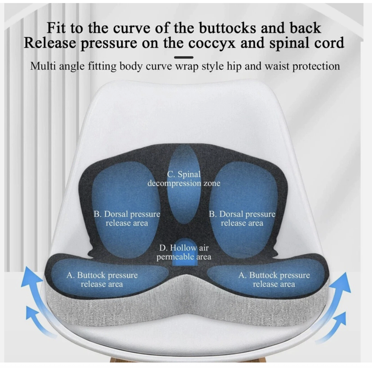 Memory Foam Seat Cushion Lumbar Support Ergonomic Back Support Office Car