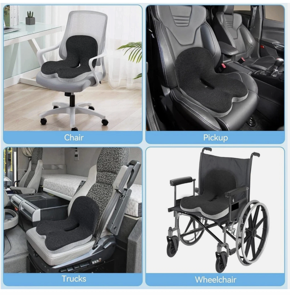 Memory Foam Seat Cushion Lumbar Support Ergonomic Back Support Office Car
