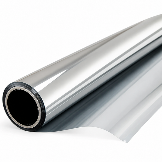 Silver reflective window film roll
