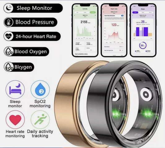 Silver Smart Ring Health Waterproof Finger Ring Monitor Heart Rate Fitness Tracker