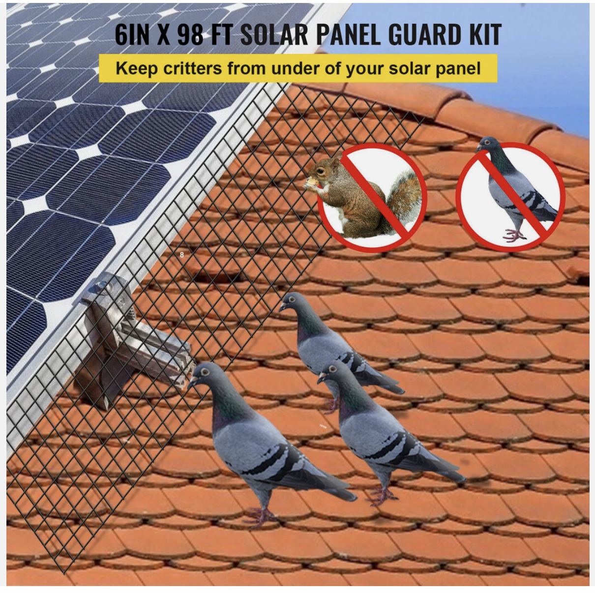 30m Solar Panel Bird Proofing KIT Stainless Steel Mesh & 100 Fasteners