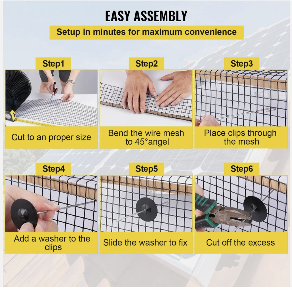 30m Solar Panel Bird Proofing KIT Stainless Steel Mesh & 100 Fasteners