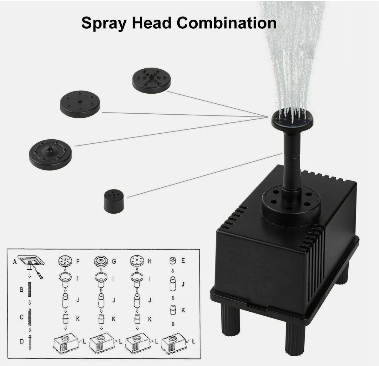 Solar Powered Water Pond With Filter Pump Garden Submersible Fish Tank Fountains