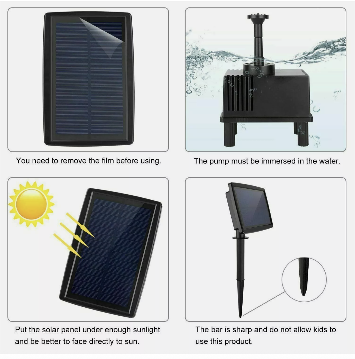 Solar Powered Water Pond With Filter Pump Garden Submersible Fish Tank Fountains