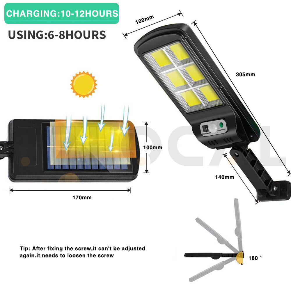 Solar Street LED Light Motion Sensor Remote Outdoor Garden Yard Flood Down Lamp