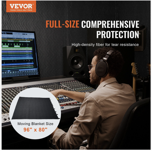 VEVOR Sound Dampening Blanket 2438x2032mm Noise Liner Blanket Blackout Curtain