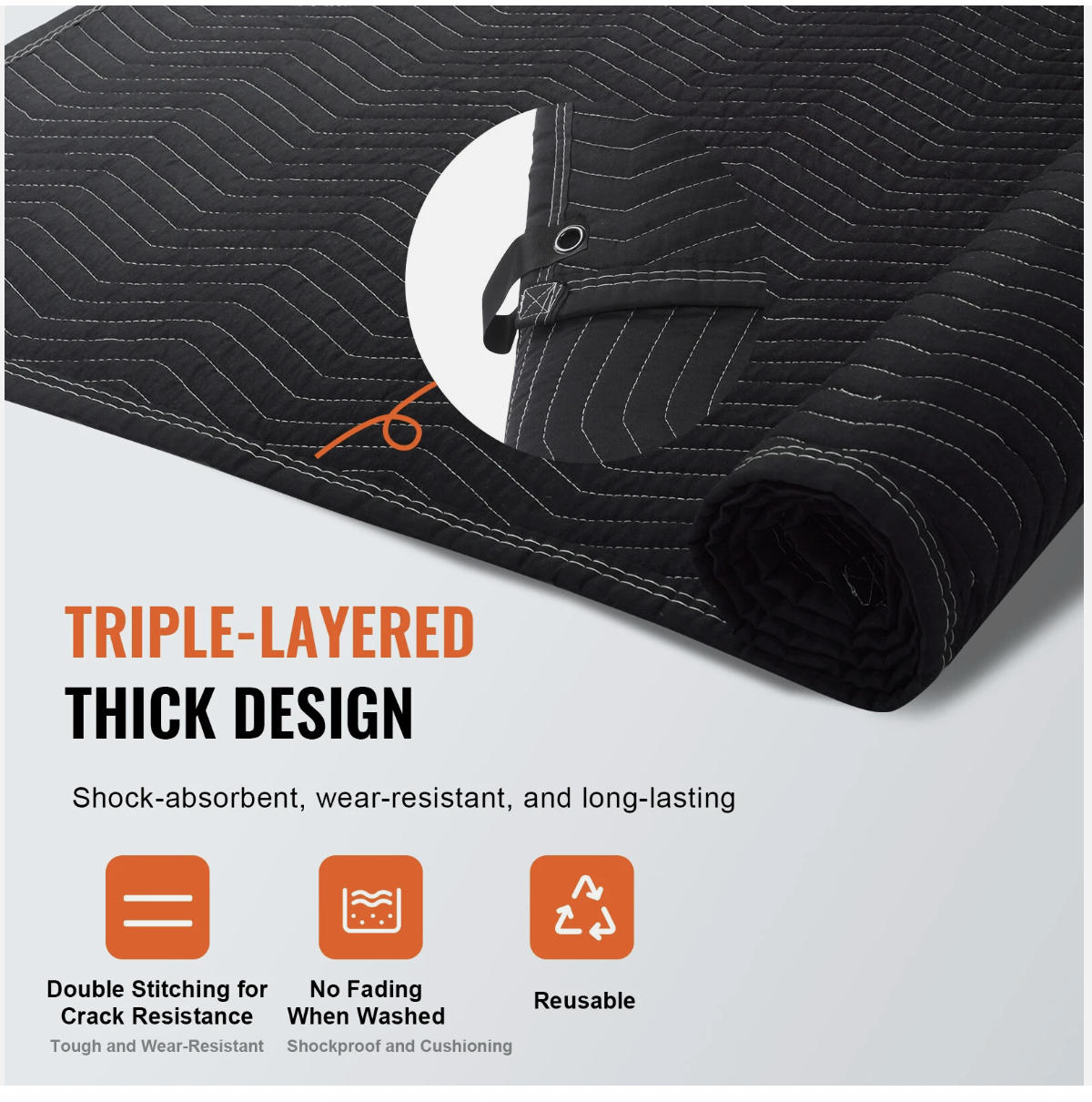 VEVOR Sound Dampening Blanket 2438x2032mm Noise Liner Blanket Blackout Curtain