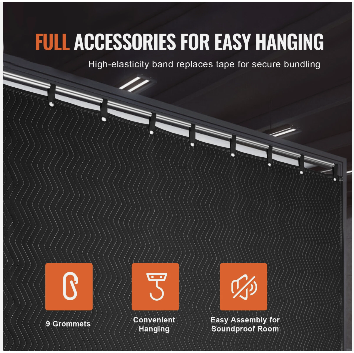 VEVOR Sound Dampening Blanket 2438x2032mm Noise Liner Blanket Blackout Curtain