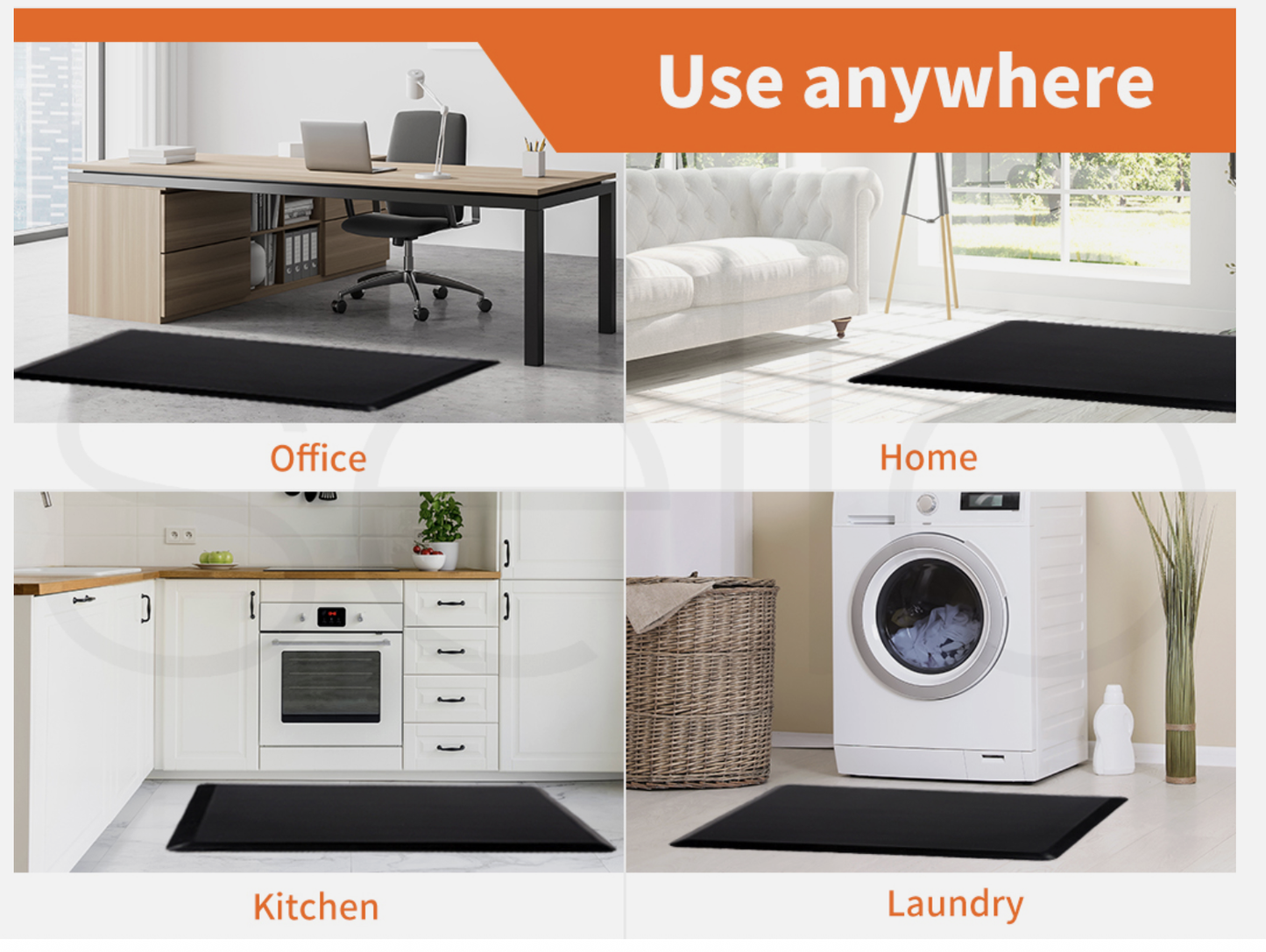 Anti-Fatigue Mat Non-Slip Cushioned Standing Desk Kitchen Office Floor
